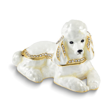 Luxury Giftware Bejeweled BERNADETTE White Poodle Trinket Box with Matching 18 inch Necklace (Gifts)
