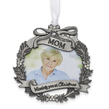 Cast Metal Mom Missing You Christmas Memorial Photo Frame Ornament (Gifts)
