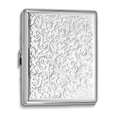 Silver-tone Scrolled Design (Holds 20) Cigarette / Card Case (Gifts)