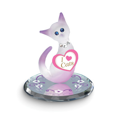 Glass Baron I Love Cats Pink Cat Glass Figurine (Gifts)