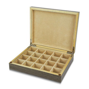 Wood Grey Finish Twenty Compartment Cuff Link Box (Gifts)