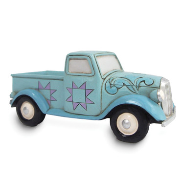 Jim Shore Heartwood Creek Hand-painted Stone Resin Mini Vintaged Blue Pickup Truck Figurine (Gifts)