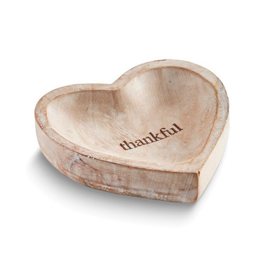 Thankful Mango Wood Heart Tray (Gifts)