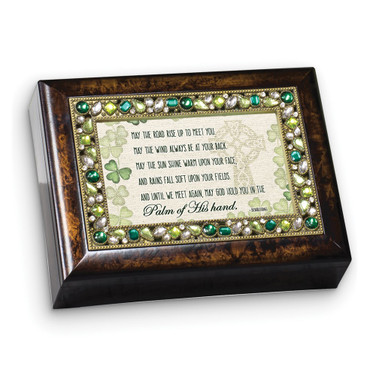 May The Road Rise Jeweled 4x6 Frame (Plays When Irish Eyes Are Smiling) Burlwood Woodgrain Polymer Music Box with Velvet Lining (Gifts)