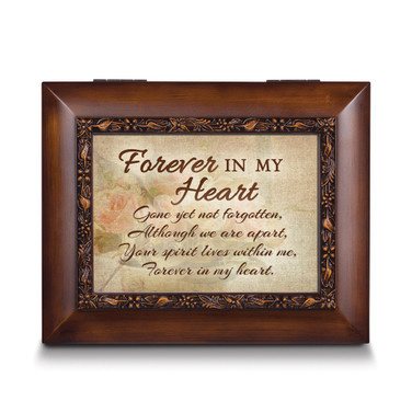 FOREVER IN MY HEART Sentiment Memorial Woodgrain Resin Urn Box (Gifts)