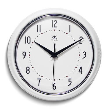 White Retro 9.5 inch Metal Wall Clock