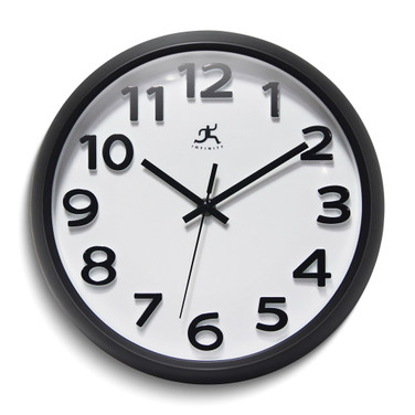 Black Frame 10.75 inch Raised Numeral Quartz Movement Wall Clock