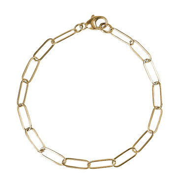 Image of 7" Gold-plated Sterling Silver Small Paperclip Chain Charm Bracelet by Rembrandt