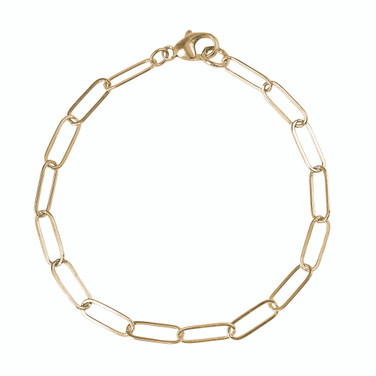 7" 14K Yellow Gold Small Paperclip Chain Charm Bracelet by Rembrandt