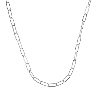 22" Sterling Silver Paperclip Chain Charm Necklace by Rembrandt