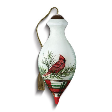 Neqwa Art Woodland Lodge Cardinal by Danielle Murray Hand-painted Glass Ornament