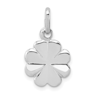 Sterling Silver Rhodium Plated Polished Clover Charm