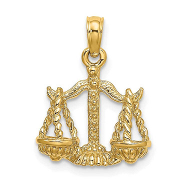 Image of 10K Yellow Gold 3-D Libra Zodiac Pendant