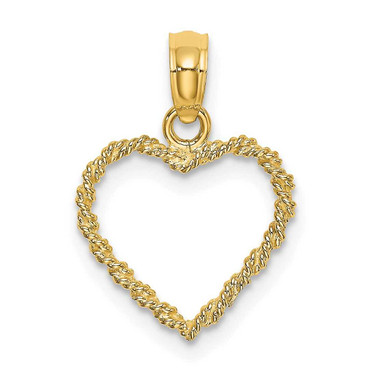 Image of 10K Yellow Gold 3-D Rope Heart Pendant