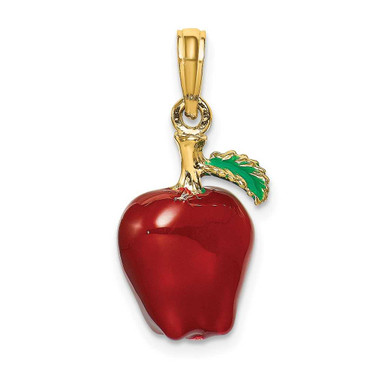 Image of 14K Yellow Gold w/ Enamel 3-D Red Delicious Apple Pendant