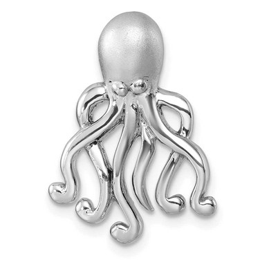 Image of Sterling Silver Rhodium-Plated Polished and Brushed Octopus Pendant