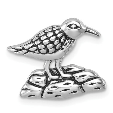 Sterling Silver Rhodium-plated Antiqued Sandpiper Pendant