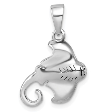 Sterling Silver Rhodium-plated Polished Cownose Stingray Pendant