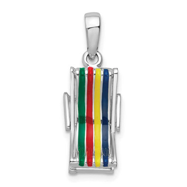 Image of De-Ani Sterling Silver Rhodium-Plated 3D Moveable Enameled Beach Chair Pendant