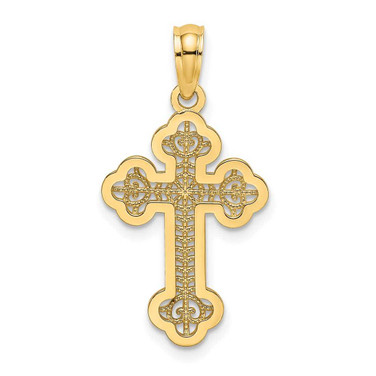 Image of 10K Yellow Gold Lace Center Budded Cross Pendant
