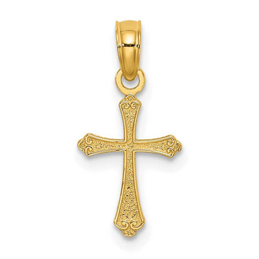 Image of 10K Yellow Gold Textured Mini Cross Pendant