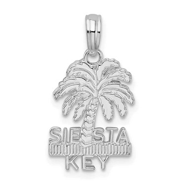 Image of De-Ani Sterling Silver Rhodium-Plated Polished and Textured Siesta Key Palm Tree Pendant