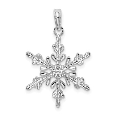 Image of De-Ani Sterling Silver Rhodium-Plated Polished Snowflake Pendant