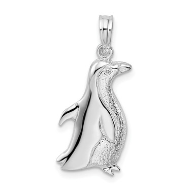 De-Ani Sterling Silver Rhodium-Plated Polished Penguin Pendant