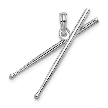 De-Ani Sterling Silver Rhodium-Plated Polished Moveable 3D Drumsticks Pendant