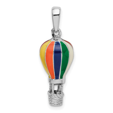 De-Ani Sterling Silver Rhodium-Plated 3D Enameled Hot Air Balloon Pendant