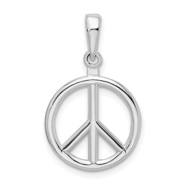 De-Ani Sterling Silver Rhodium-Plated Polished Peace Symbol Pendant