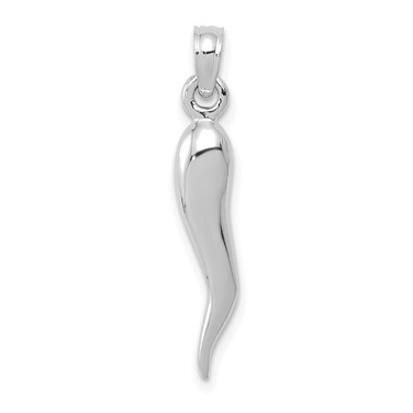 Image of 10k White Gold Medium 3D Italian Horn Pendant