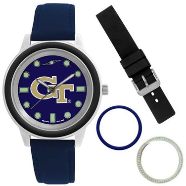 Image of Georgia Tech Yellow Jackets Colors Watch Gift Set - Stainless Steel Case with Interchangeable Bezels