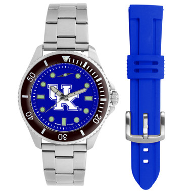 Men's Kentucky Wildcats Contender Watch Gift Set - Stainless Steel Case with 2 Bands