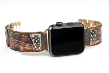 WatchCraft Europa - Copper and Sterling Silver Wide Watch Band Compatible with Apple Watch