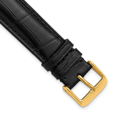 Image of DeBeer 19mm Long Genuine Alligator Matte Black Gold-tone Buckle Watch Band