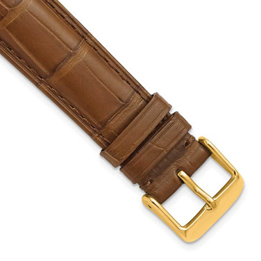 Image of DeBeer 24mm Long Genuine Alligator Matte Havana Gold-tone Buckle Watch Band