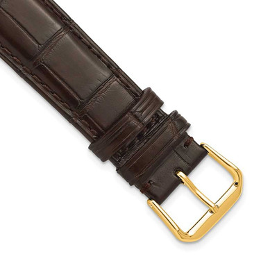 Image of DeBeer 19mm Genuine Matte Alligator Brown Gold-tone Buckle Watch Band
