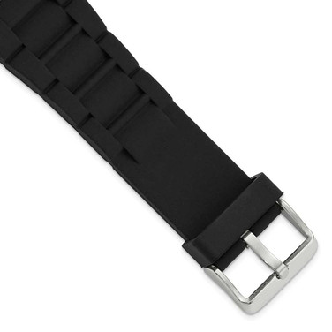 Image of DeBeer 18mm Black Link Style Silicone Rubber Stainless Steel Buckle Watch Band