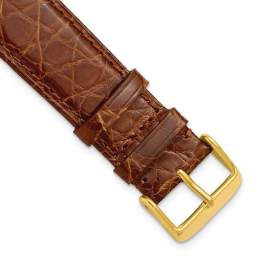 Image of DeBeer 15mm Short Havana Genuine Crocodile Gold-tone Buckle Watch Band