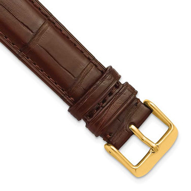 Image of DeBeer 20mm Genuine Matte Alligator Havana Gold-tone Buckle Watch Band