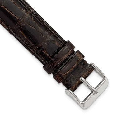 Image of DeBeer 22mm Genuine Alligator Brown Chrono Silver-tone Buckle Watch Band