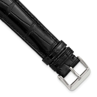 Image of DeBeer 20mm Genuine Alligator Black Chrono Silver-tone Buckle Watch Band