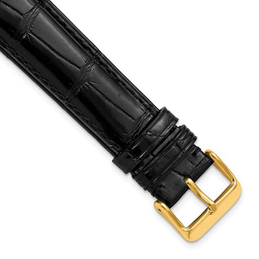 Image of DeBeer 24mm Genuine Alligator Black Chrono Gold-tone Buckle Watch Band