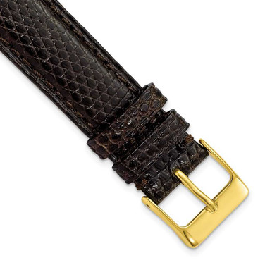Image of DeBeer 17mm Long Black Genuine Lizard Gold-tone Buckle Watch Band