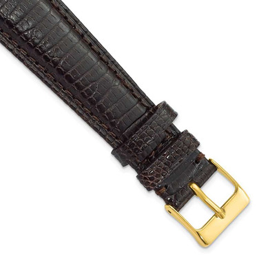 Image of DeBeer 20mm Short Brown Genuine Lizard Gold-tone Buckle Watch Band