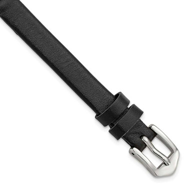 Image of Gilden 8mm Black Classic Calfskin Silver-tone Buckle Watch Band