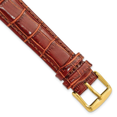 Image of DeBeer 18mm Long Havana Brown Crocodile-Style Chrono Gold-tone Buckle Watch Band