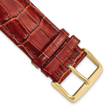 Image of DeBeer 20mm Long Havana Brown Crocodile-Style Chrono Gold-tone Buckle Watch Band
