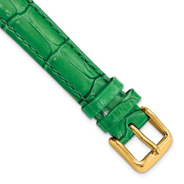 Image of DeBeer 14mm Green Crocodile-Style Grain Chrono Gold-tone Buckle Watch Band